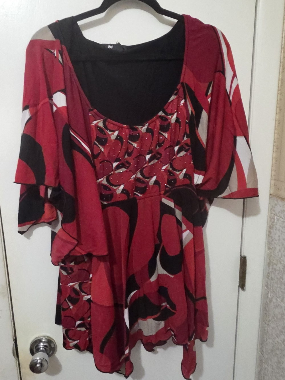 Style & Co. Black and Red Printed Tunic